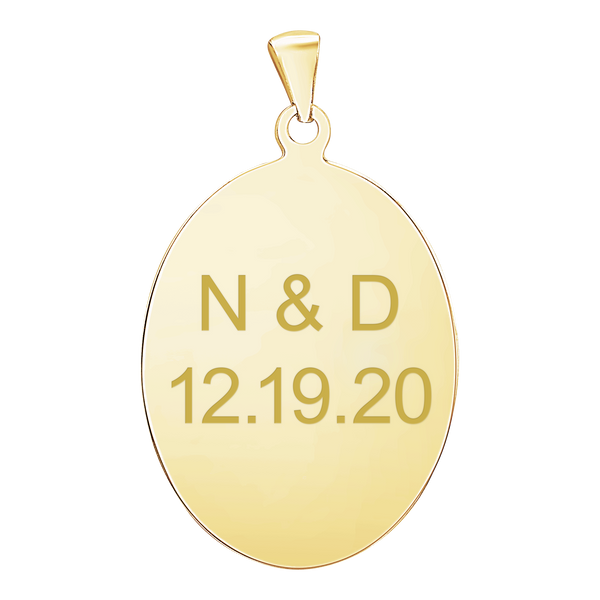 Sterling Silver 18K Yellow Gold Finish Oval Disc Charm With Optional Engraving (.030" thickness)