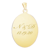 Sterling Silver 18K Yellow Gold Finish Oval Disc Charm With Optional Engraving (.030" thickness)