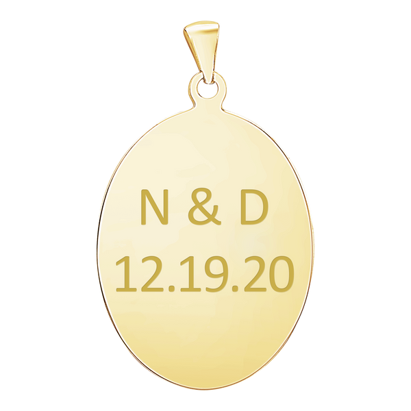 14K Yellow Gold Oval Disc Charm With Optional Engraving (.025" thickness)