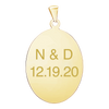 Sterling Silver 18K Yellow Gold Finish Oval Disc Charm With Optional Engraving (.030" thickness)