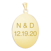 14K Yellow Gold Oval Disc Charm With Optional Engraving (.025" thickness)