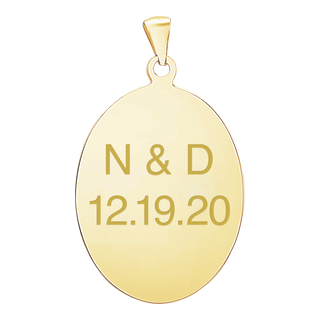 14K Yellow Gold Oval Disc Charm With Optional Engraving (.025" thickness)