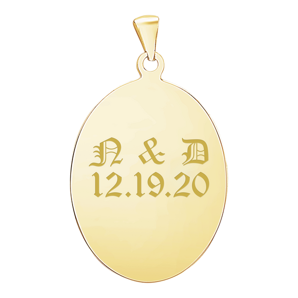 14K Yellow Gold Oval Disc Charm With Optional Engraving (.025" thickness)