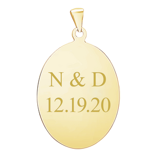 Sterling Silver 18K Yellow Gold Finish Oval Disc Charm With Optional Engraving (.030" thickness)