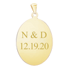 Sterling Silver 18K Yellow Gold Finish Oval Disc Charm With Optional Engraving (.030" thickness)