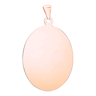 Sterling Silver 18K Pink Gold Finish Oval Disc Charm With Optional Engraving (.030" thickness)