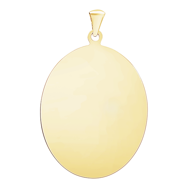 14K Yellow Gold Oval Disc Charm With Optional Engraving (.025" thickness)