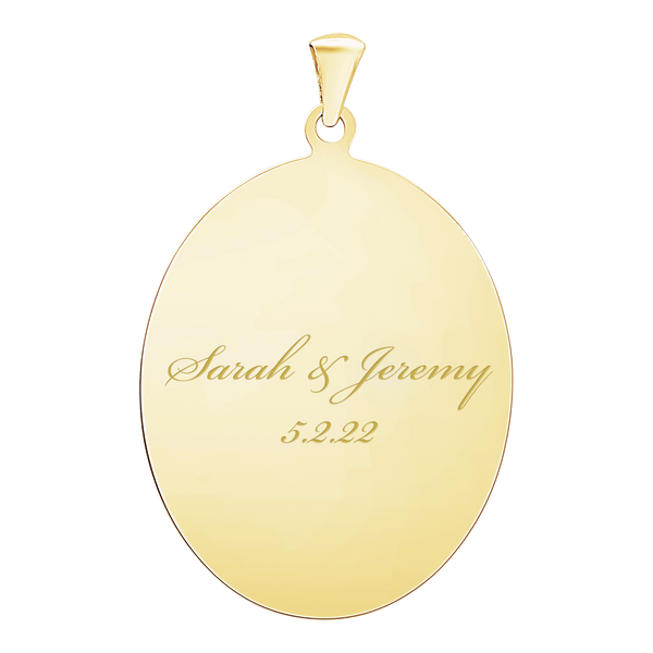 Sterling Silver 18K Yellow Gold Finish Oval Disc Charm With Optional Engraving (.030" thickness)