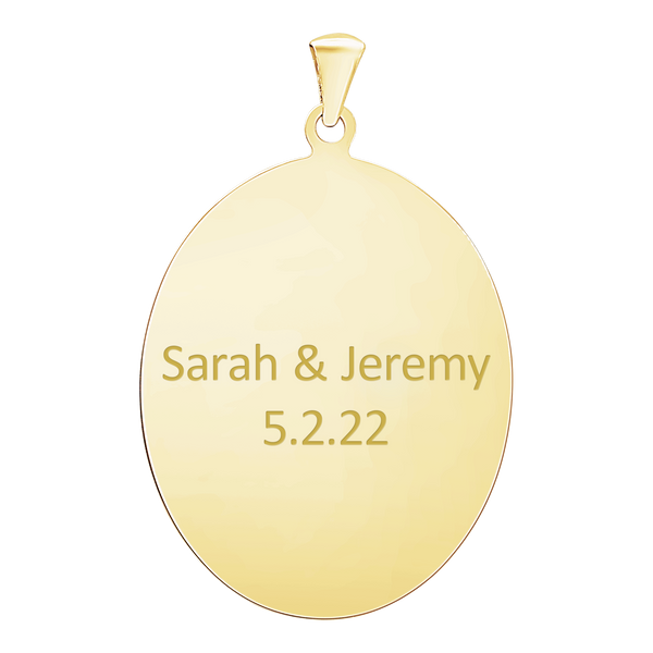 14K Yellow Gold Oval Disc Charm With Optional Engraving (.025" thickness)