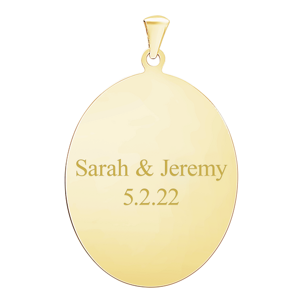 Sterling Silver 18K Yellow Gold Finish Oval Disc Charm With Optional Engraving (.030" thickness)