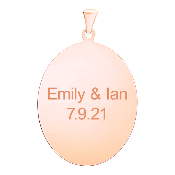 Sterling Silver 18K Pink Gold Finish Oval Disc Charm With Optional Engraving (.030" thickness)