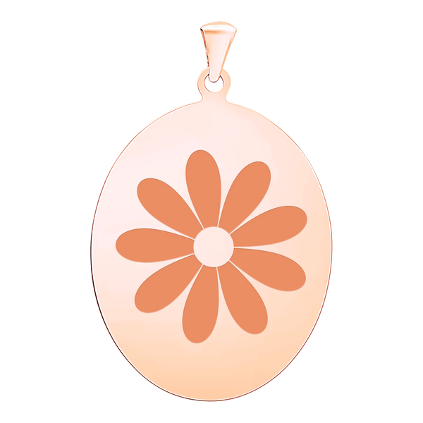 Sterling Silver 18K Pink Gold Finish Oval Disc Charm With Optional Engraving (.030" thickness)