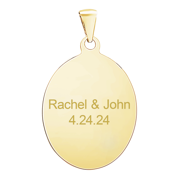 14K Yellow Gold Oval Disc Charm With Optional Engraving (.025" thickness)