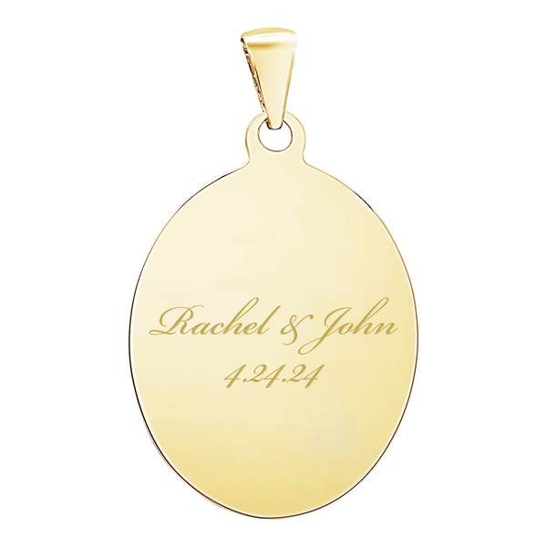 14K Yellow Gold Oval Disc Charm With Optional Engraving (.025" thickness)