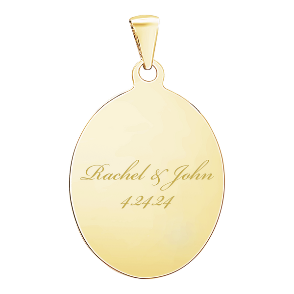 Sterling Silver 18K Yellow Gold Finish Oval Disc Charm With Optional Engraving (.030" thickness)