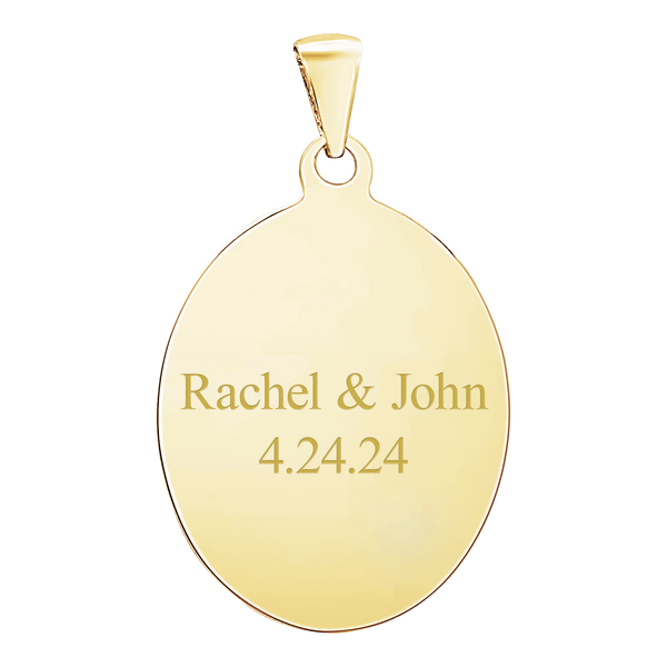 Sterling Silver 18K Yellow Gold Finish Oval Disc Charm With Optional Engraving (.030" thickness)