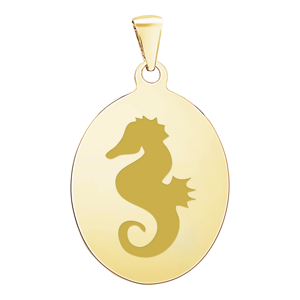 14K Yellow Gold Oval Disc Charm With Optional Engraving (.025" thickness)