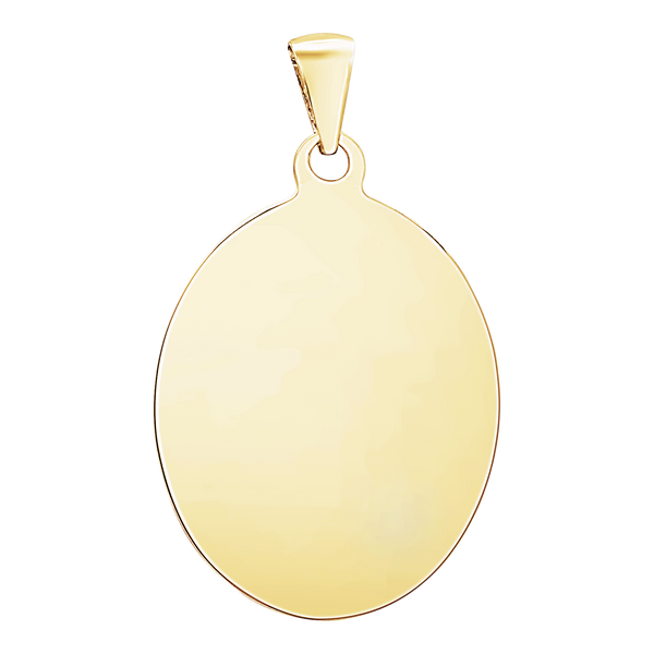 14K Yellow Gold Oval Disc Charm With Optional Engraving (.025" thickness)