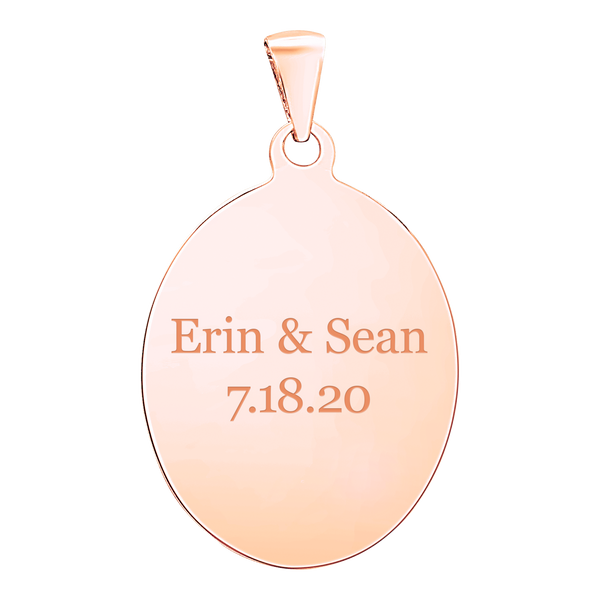 Sterling Silver 18K Pink Gold Finish Oval Disc Charm With Optional Engraving (.030" thickness)