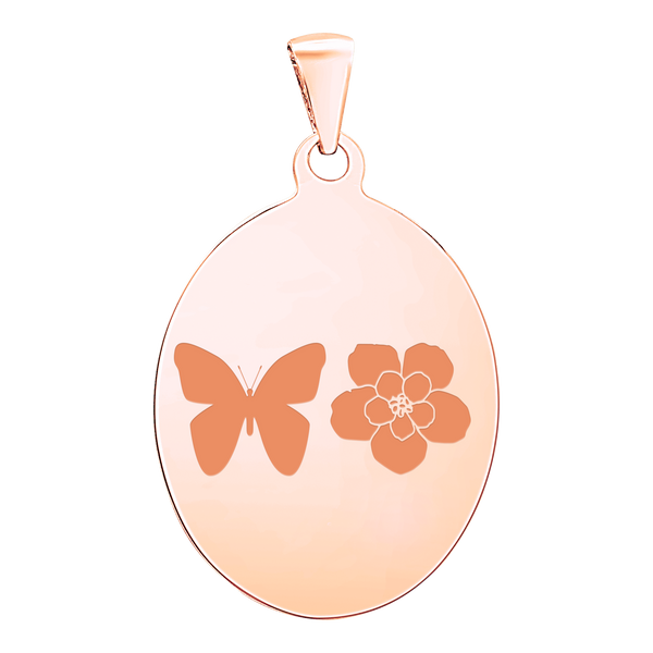 Sterling Silver 18K Pink Gold Finish Oval Disc Charm With Optional Engraving (.030" thickness)