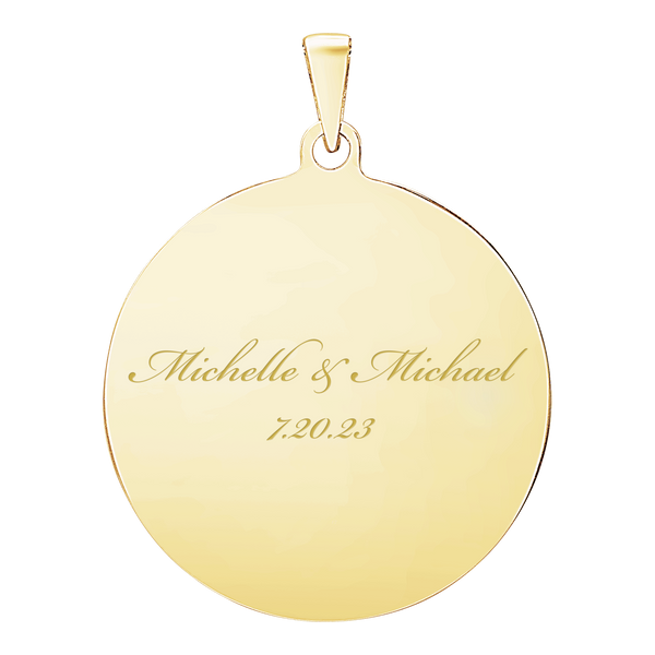 14K Yellow Gold Round Disc Charm With Optional Engraving (.025" thickness)