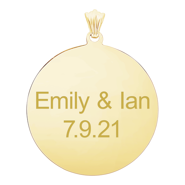 Sterling Silver 18K Yellow Gold Finish Round Disc Charm With Optional Engraving (.030" thickness)