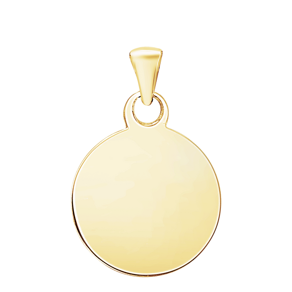 14K Yellow Gold Round Disc Charm With Optional Engraving (.025" thickness)