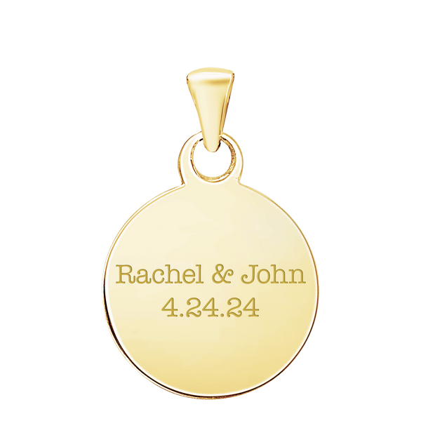 Sterling Silver 18K Yellow Gold Finish Round Disc Charm With Optional Engraving (.030" thickness)