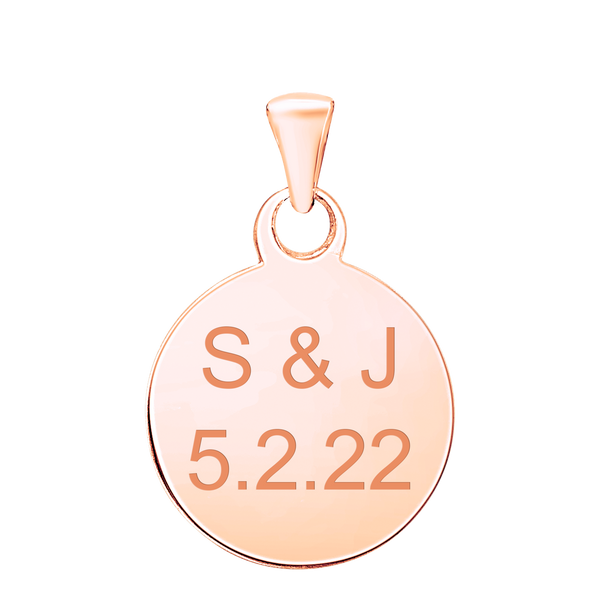 14K Pink Gold Round Disc Charm With Optional Engraving (.025" thickness)