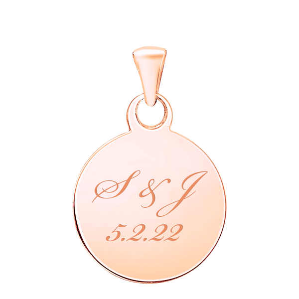 14K Pink Gold Round Disc Charm With Optional Engraving (.025" thickness)