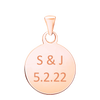 Sterling Silver 18K Pink Gold Finish Round Disc Charm With Optional Engraving (.030" thickness)