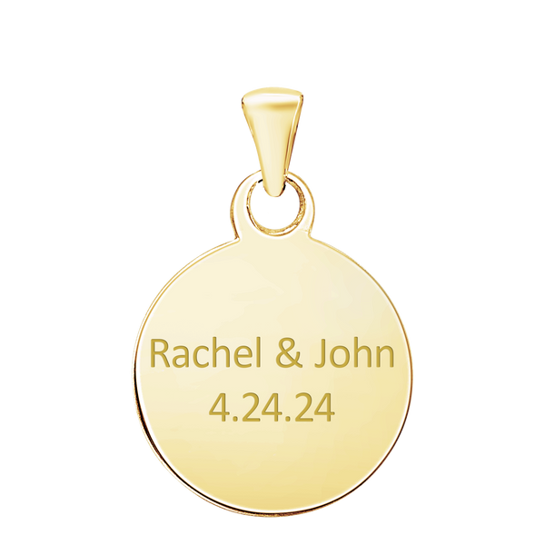 Sterling Silver 18K Yellow Gold Finish Round Disc Charm With Optional Engraving (.030" thickness)