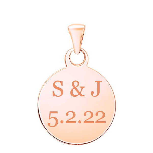 Sterling Silver 18K Pink Gold Finish Round Disc Charm With Optional Engraving (.030" thickness)