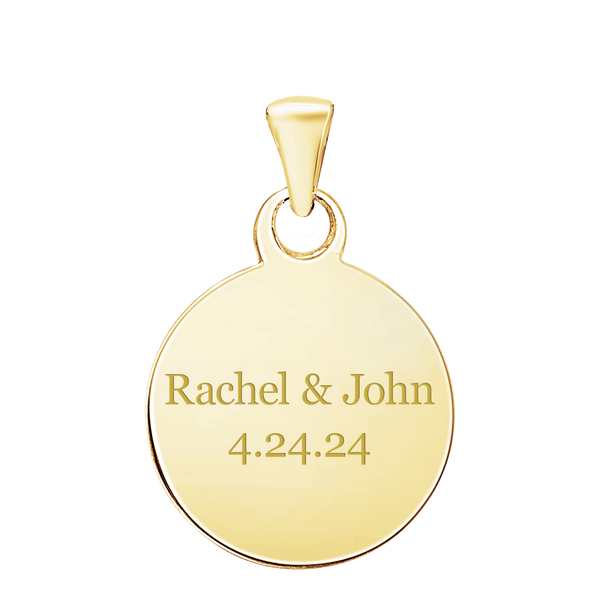 14K Yellow Gold Round Disc Charm With Optional Engraving (.025" thickness)