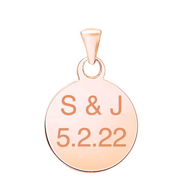 Sterling Silver 18K Pink Gold Finish Round Disc Charm With Optional Engraving (.030" thickness)