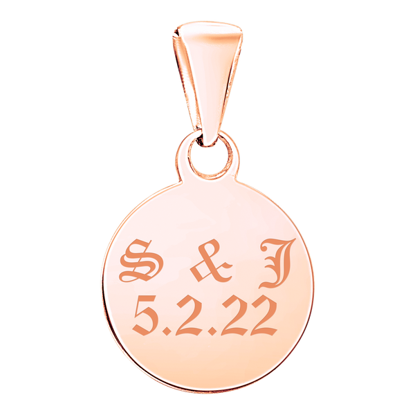 14K Pink Gold Round Disc Charm With Optional Engraving (.025" thickness)