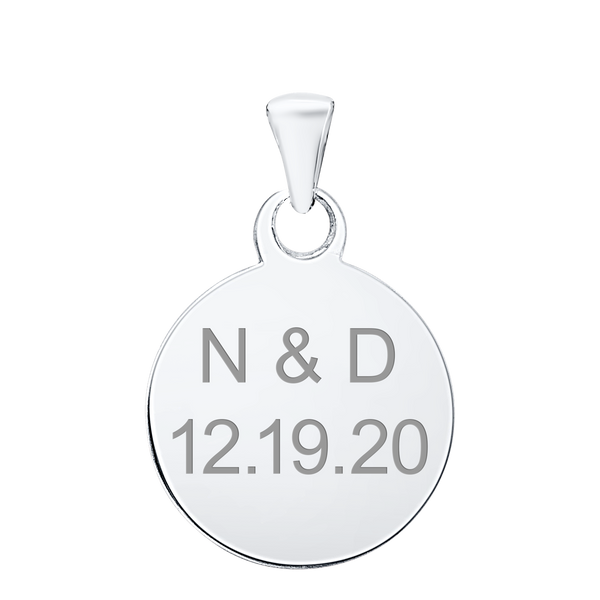 14K White Gold Round Disc Charm With Optional Engraving (.025" thickness)