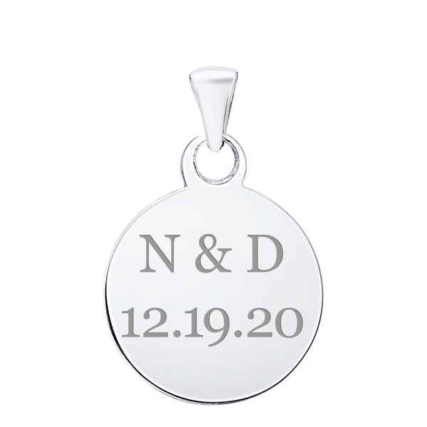 Sterling Silver Round Disc Charm With Optional Engraving (.030" thickness)