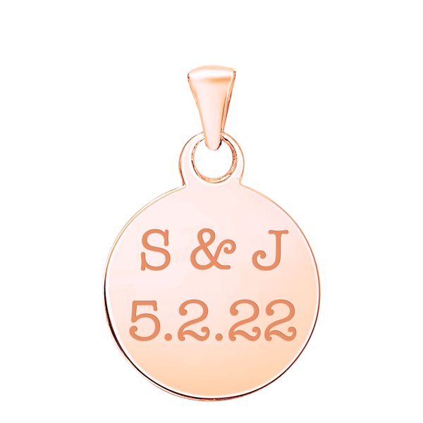 14K Pink Gold Round Disc Charm With Optional Engraving (.025" thickness)