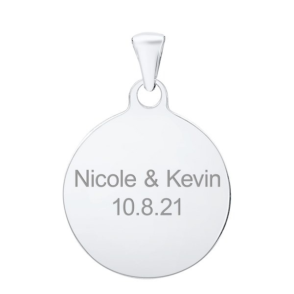 14K White Gold Round Disc Charm With Optional Engraving (.025" thickness)