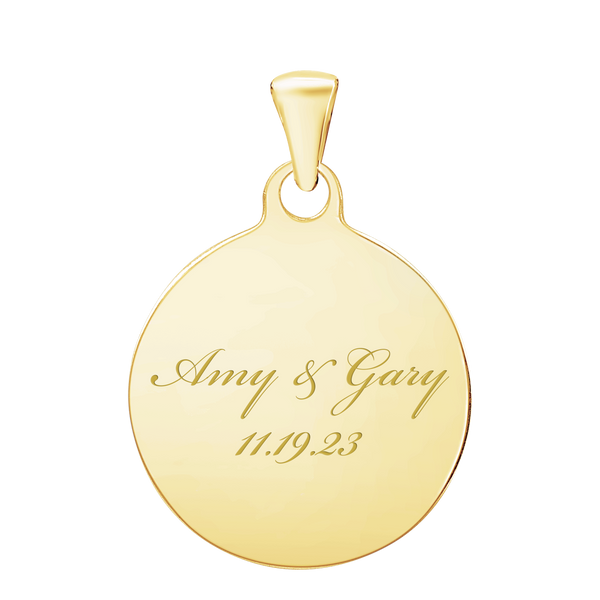 14K Yellow Gold Round Disc Charm With Optional Engraving (.025" thickness)