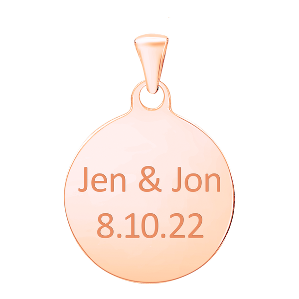 14K Pink Gold Round Disc Charm With Optional Engraving (.025" thickness)