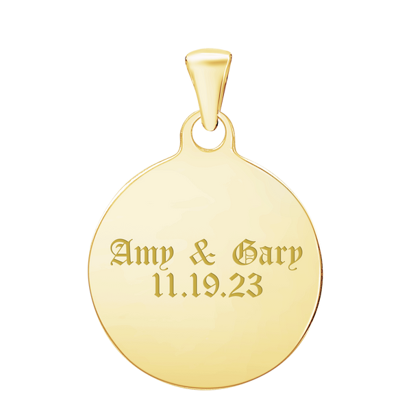 14K Yellow Gold Round Disc Charm With Optional Engraving (.025" thickness)