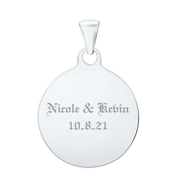 14K White Gold Round Disc Charm With Optional Engraving (.025" thickness)