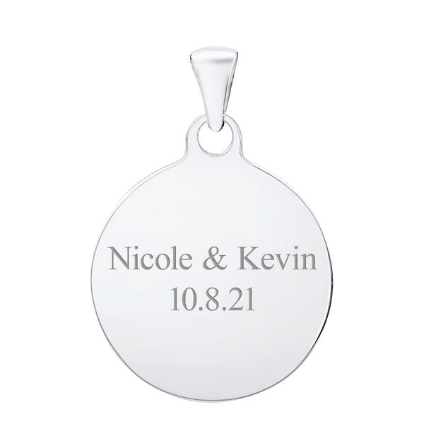 14K White Gold Round Disc Charm With Optional Engraving (.025" thickness)