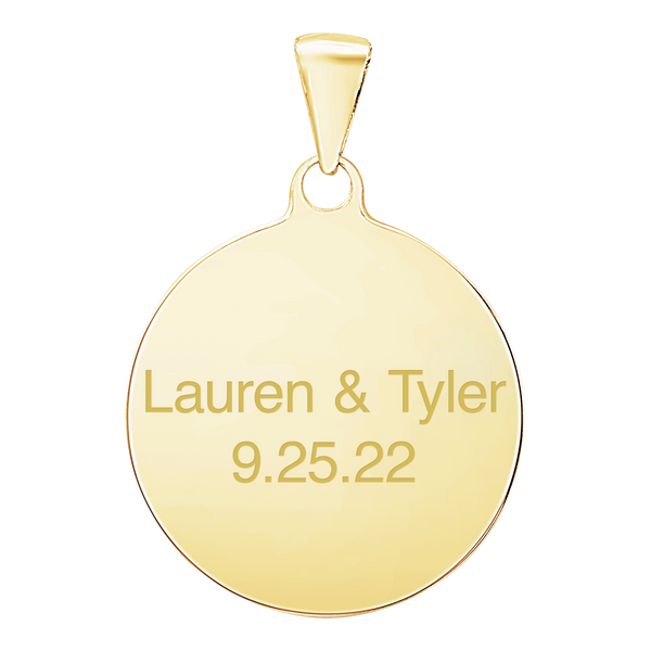 14K Yellow Gold Round Disc Charm With Optional Engraving (.025" thickness)