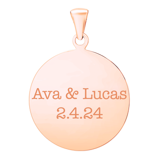 Sterling Silver 18K Pink Gold Finish Round Disc Charm With Optional Engraving (.030" thickness)