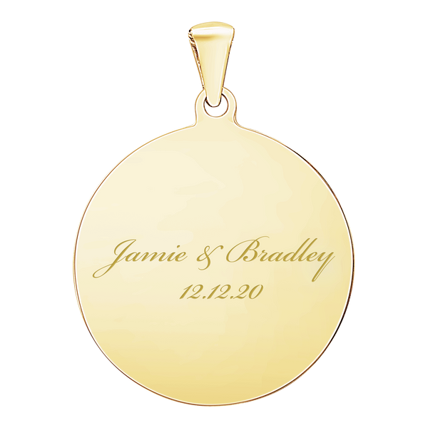 14K Yellow Gold Round Disc Charm With Optional Engraving (.025" thickness)