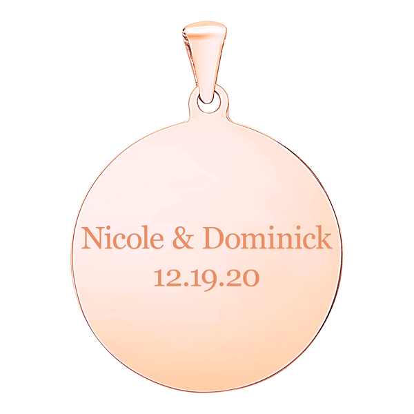 Sterling Silver 18K Pink Gold Finish Round Disc Charm With Optional Engraving (.030" thickness)