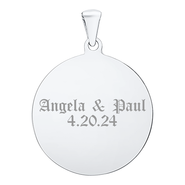 14K White Gold Round Disc Charm With Optional Engraving (.025" thickness)